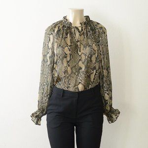 H&M - Olive Snake Wide-Cut Blouse